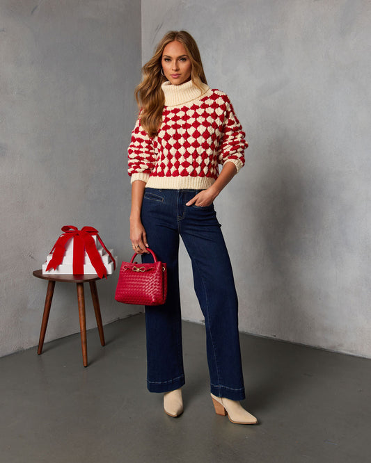 Fireside Affair Checkered Turtleneck Sweater